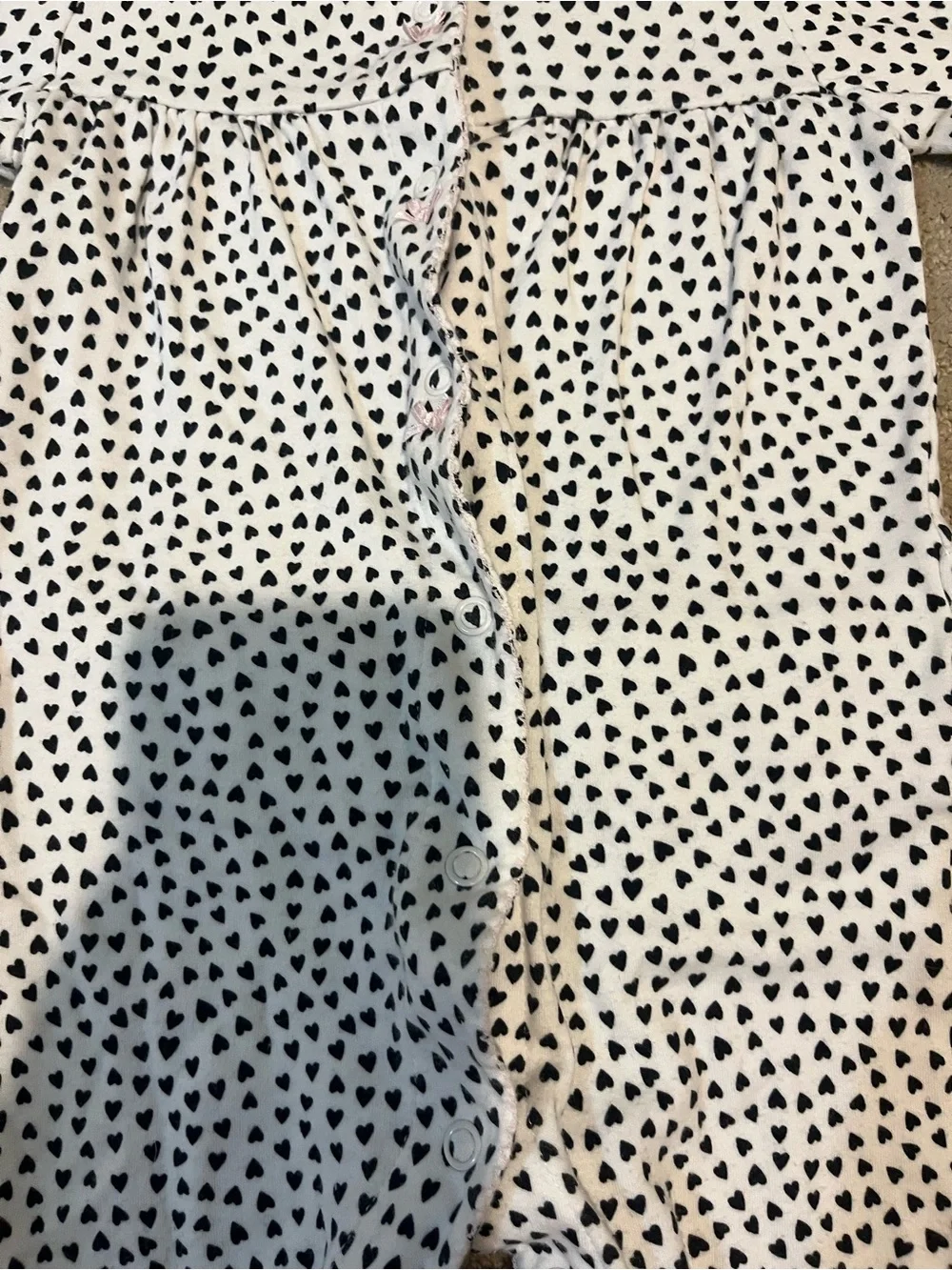 Carter's White Footed One-Piece with Black Heart Print
